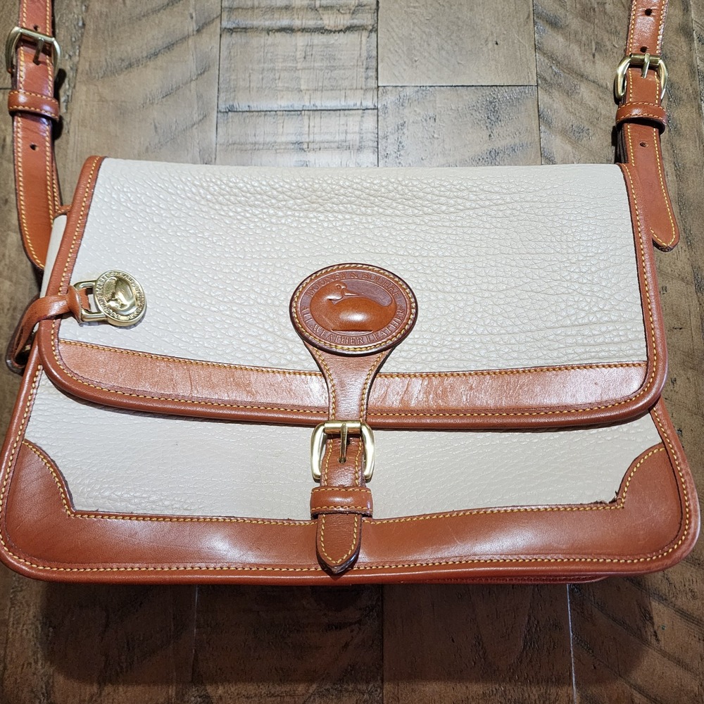 Dooney & Bourke Vintage All Weather Leather Crossbody Bag Bone Tan Duck Fob